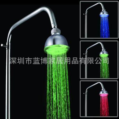 LED頂噴溫控RGB感溫變色發(fā)光4寸圓形100mm花灑淋浴頭LD8010-A1
