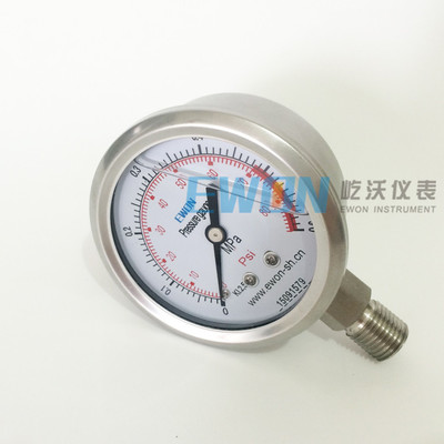 不銹鋼耐震壓力表 YTFN-60H/Y-60BFZ M14*1.5 沖油抗振壓力表