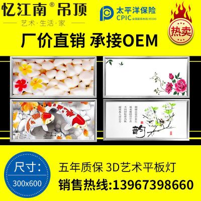 集成吊頂花燈LED平板燈 廚房衛(wèi)浴鋁扣板3D藝術(shù)照明led平板燈批發(fā)