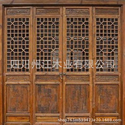 廠家生產(chǎn)花格實(shí)木門窗 實(shí)木線條門窗 復(fù)古實(shí)木門窗