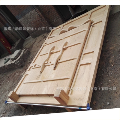 別墅實(shí)木大門(mén) 仿古雕刻木門(mén) 定制入戶原木對(duì)開(kāi)門(mén)直銷 北京木門(mén)廠