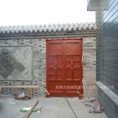 庭院小圓門 仿古實(shí)木對(duì)開門 寺廟木門定制 中式后院木門 北京門廠