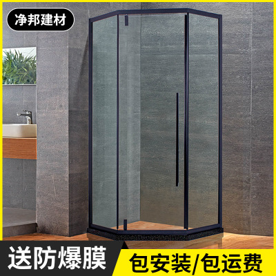 定制磨砂黑鉆石形淋浴房 304不銹鋼整體隔斷簡易衛(wèi)生間洗浴室