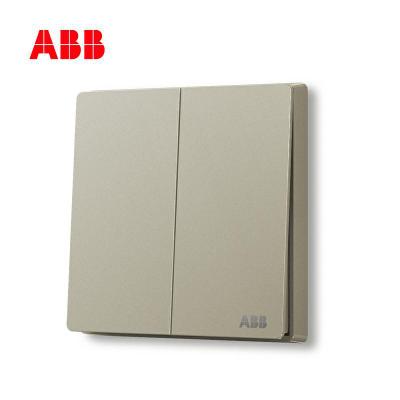 ABB開關(guān)插座軒致直板系列二位單控開關(guān)16AX香檳銀色雙聯(lián)單控雙開