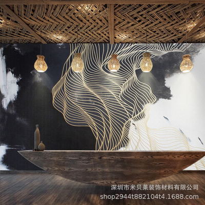 北歐風(fēng)格抽象藝術(shù)墻紙現(xiàn)代簡約餐廳臥室客廳電視背景壁紙裝飾壁畫