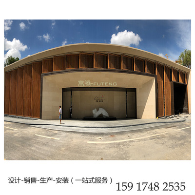 售樓部復(fù)古鋁合金格柵 木紋鋁窗花幕墻 中式鋁花格廠家直銷