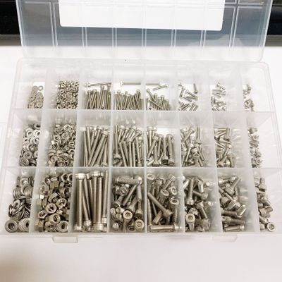 1080pcs M2 M3 M4 不銹鋼304 杯頭內(nèi)六角螺絲配螺母平墊組合套裝