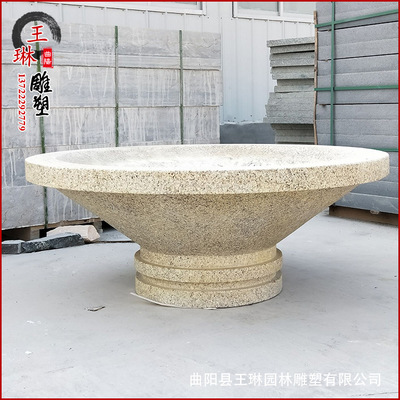 石雕花缽花崗巖石頭花盆戶外廣場裝飾盆景歐式圓形石花盆廣場擺件