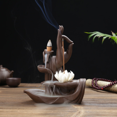 廠家直銷佛手蓮花創(chuàng)意擺件倒流香爐擺件家居實(shí)用