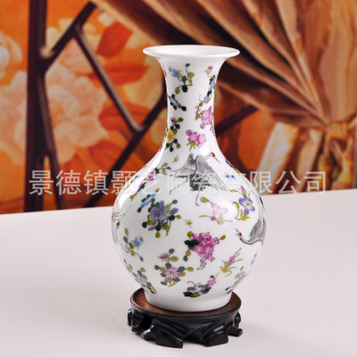 廠家直銷 景德鎮(zhèn)陶瓷花瓶夜光瓶五彩蝴蝶粉彩
