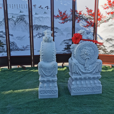 石雕漢白玉獅子門(mén)墩 抱鼓石 庭院門(mén)口擺放高檔門(mén)鼓石鼓價(jià)格優(yōu)惠