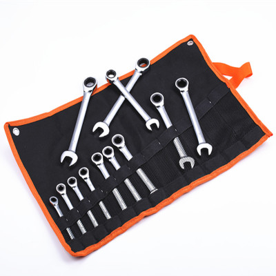 定宇工具廠家銷售鉻釩鋼活動(dòng)兩用棘輪扳手套裝72齒12PCS 8-19MM